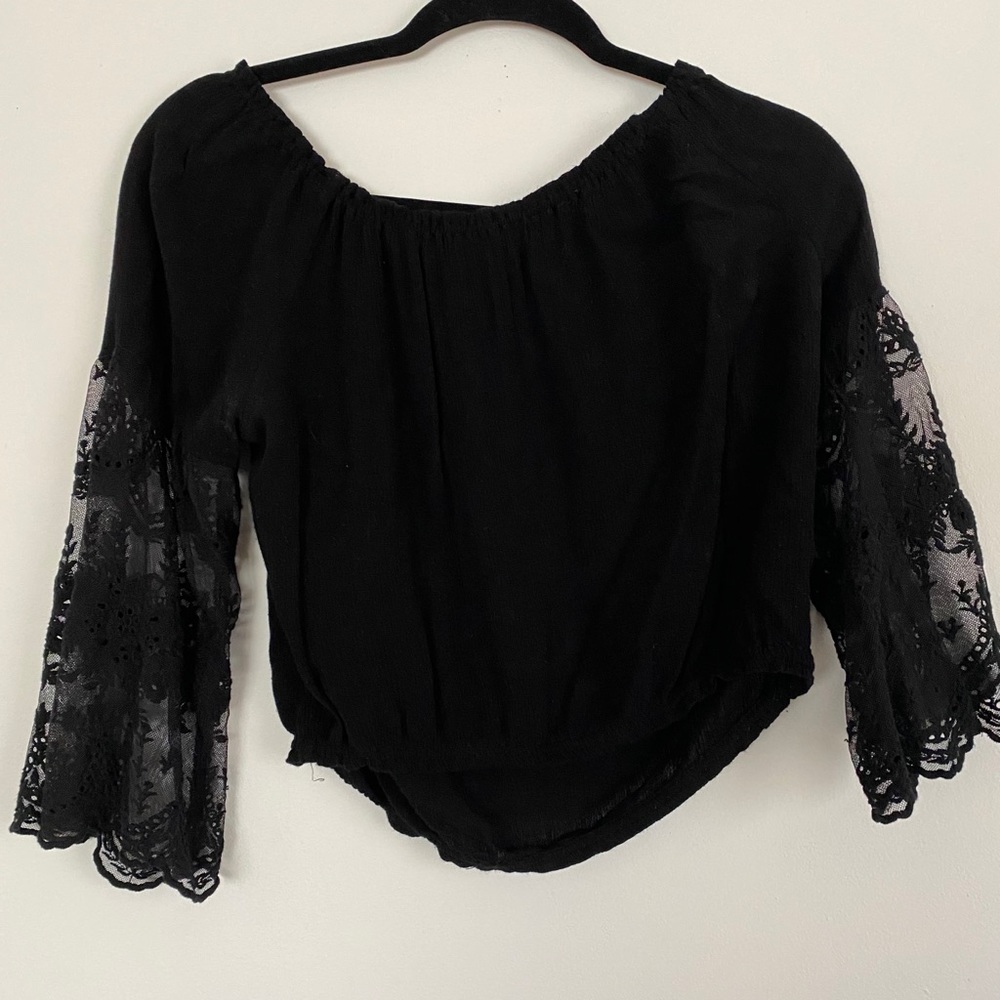Black crop top with lace sleeves from forever 21.